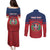 Personalized Dominican Republic Couples Matching Puletasi and Long Sleeve Button Shirt Dominicana Flag Map