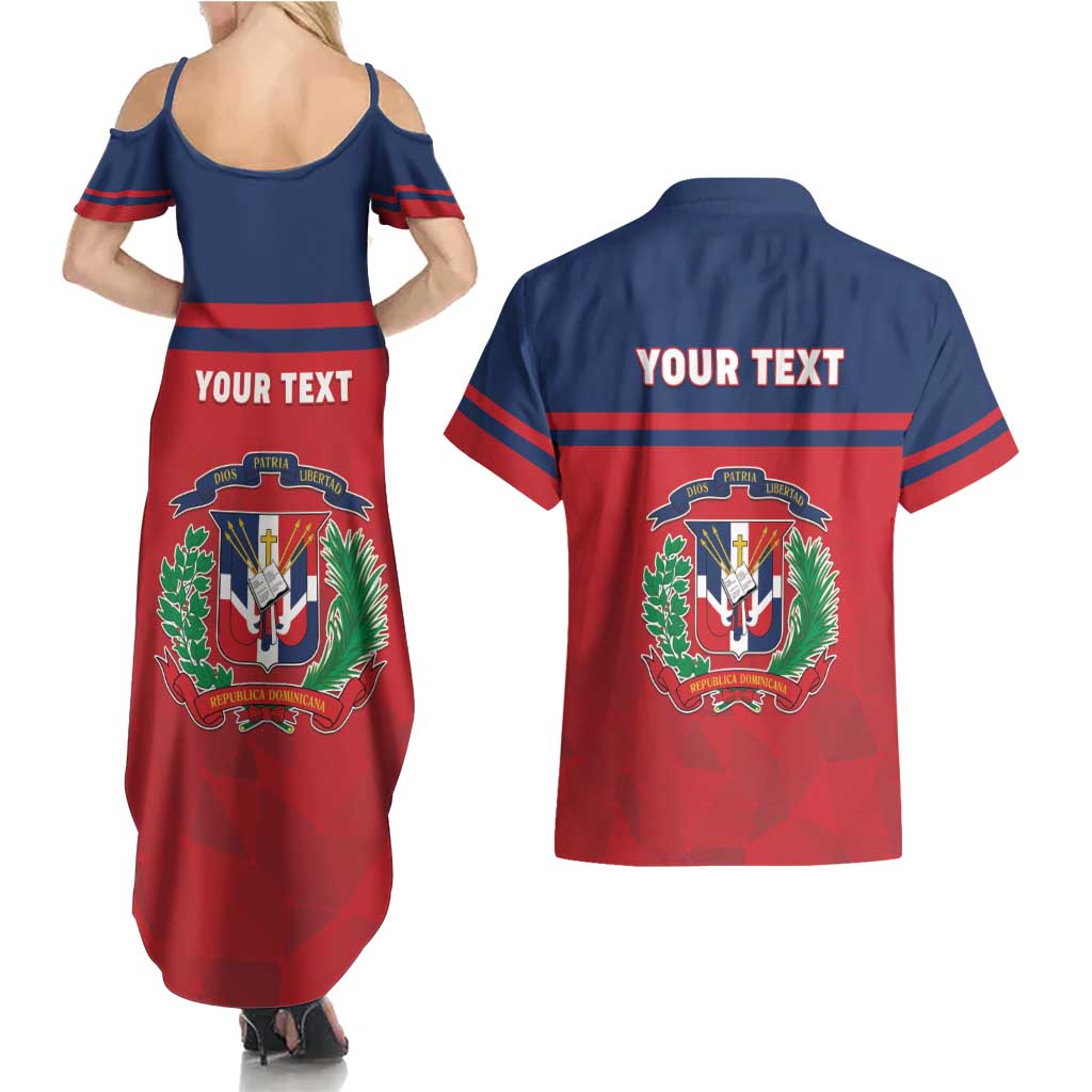 Personalized Dominican Republic Couples Matching Summer Maxi Dress and Hawaiian Shirt Dominicana Flag Map