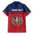 Personalized Dominican Republic Family Matching Off The Shoulder Long Sleeve Dress and Hawaiian Shirt Dominicana Flag Map