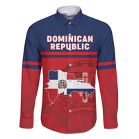 Personalized Dominican Republic Family Matching Off The Shoulder Long Sleeve Dress and Hawaiian Shirt Dominicana Flag Map