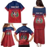 Personalized Dominican Republic Family Matching Puletasi and Hawaiian Shirt Dominicana Flag Map