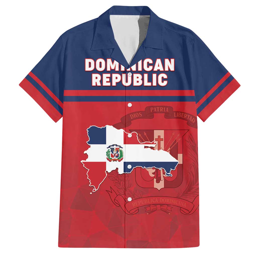 Personalized Dominican Republic Family Matching Short Sleeve Bodycon Dress and Hawaiian Shirt Dominicana Flag Map