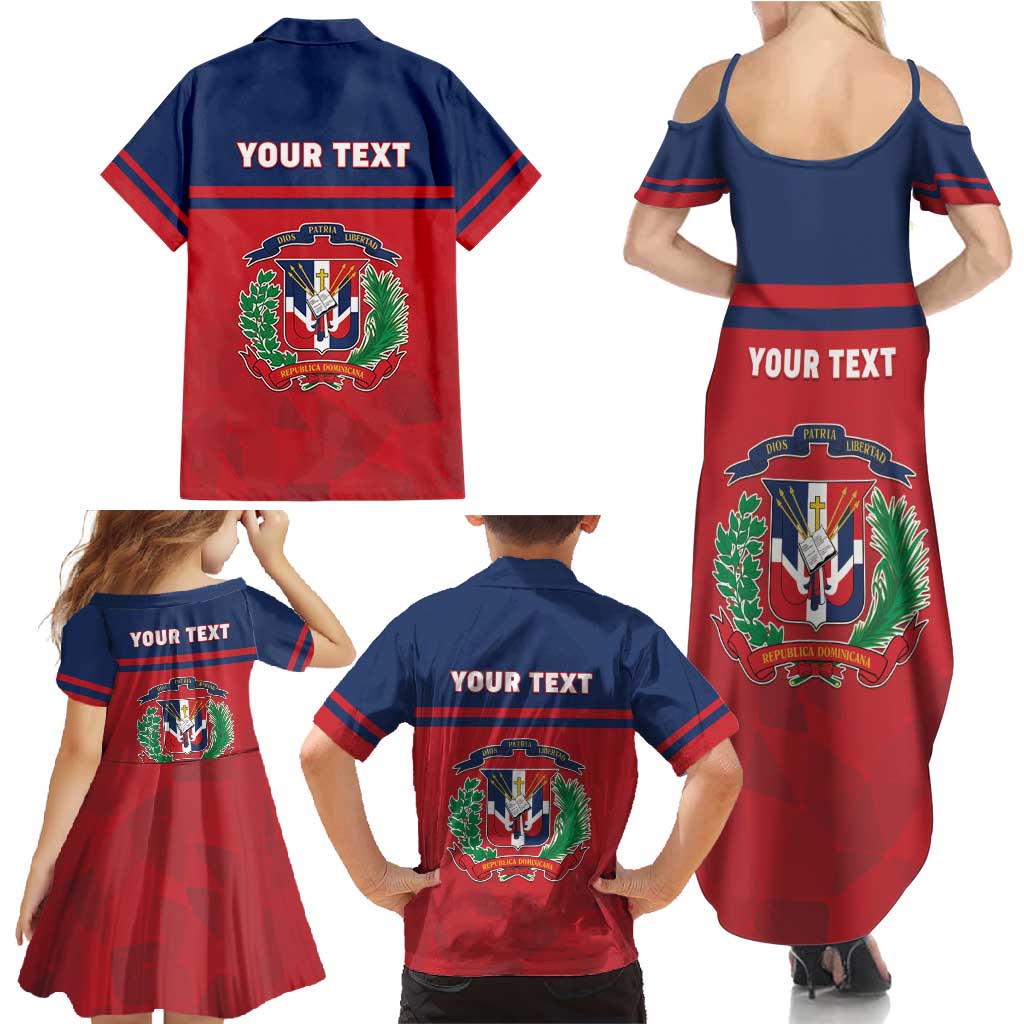 Personalized Dominican Republic Family Matching Summer Maxi Dress and Hawaiian Shirt Dominicana Flag Map