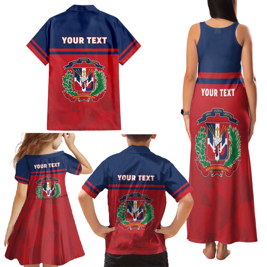 Personalized Dominican Republic Family Matching Tank Maxi Dress and Hawaiian Shirt Dominicana Flag Map