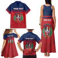 Personalized Dominican Republic Family Matching Tank Maxi Dress and Hawaiian Shirt Dominicana Flag Map