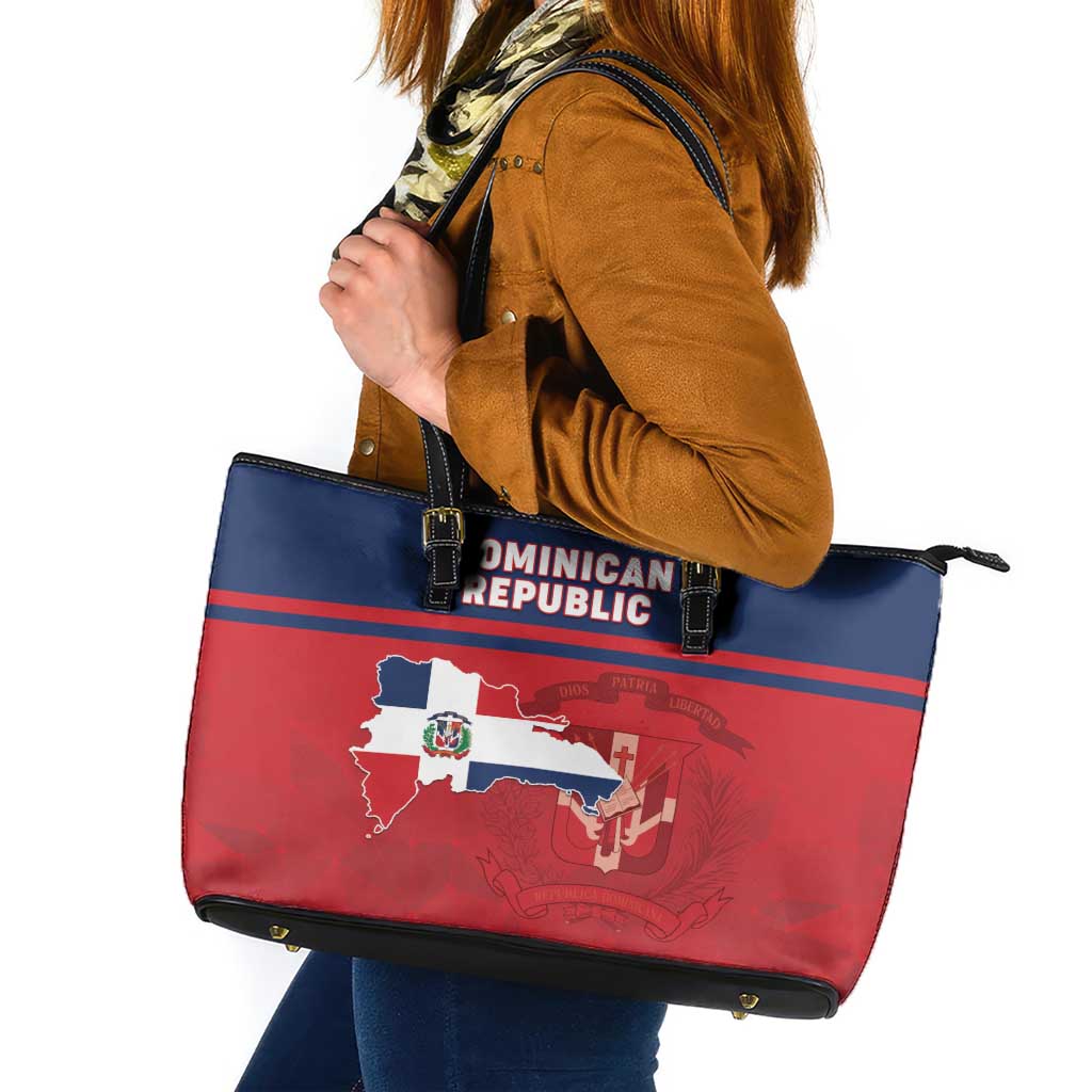 Dominican Republic Leather Tote Bag Dominicana Flag Map