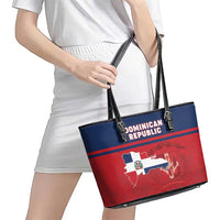 Dominican Republic Leather Tote Bag Dominicana Flag Map