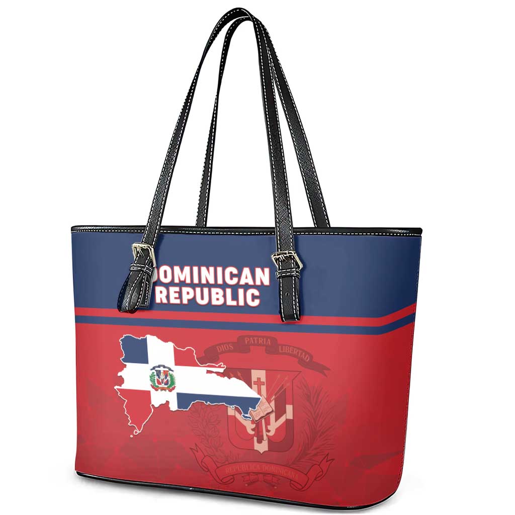 Dominican Republic Leather Tote Bag Dominicana Flag Map
