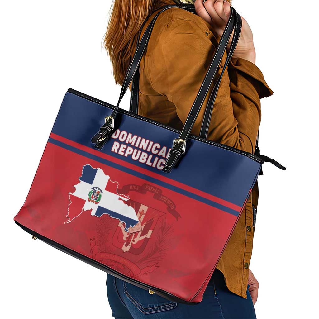Dominican Republic Leather Tote Bag Dominicana Flag Map