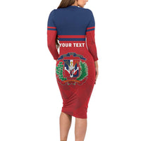 Personalized Dominican Republic Long Sleeve Bodycon Dress Dominicana Flag Map