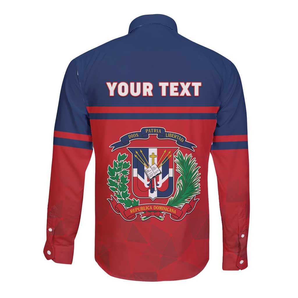 Personalized Dominican Republic Long Sleeve Button Shirt Dominicana Flag Map