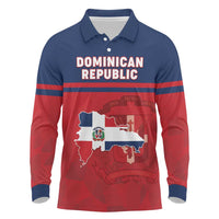 Personalized Dominican Republic Long Sleeve Polo Shirt Dominicana Flag Map