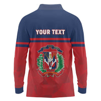 Personalized Dominican Republic Long Sleeve Polo Shirt Dominicana Flag Map