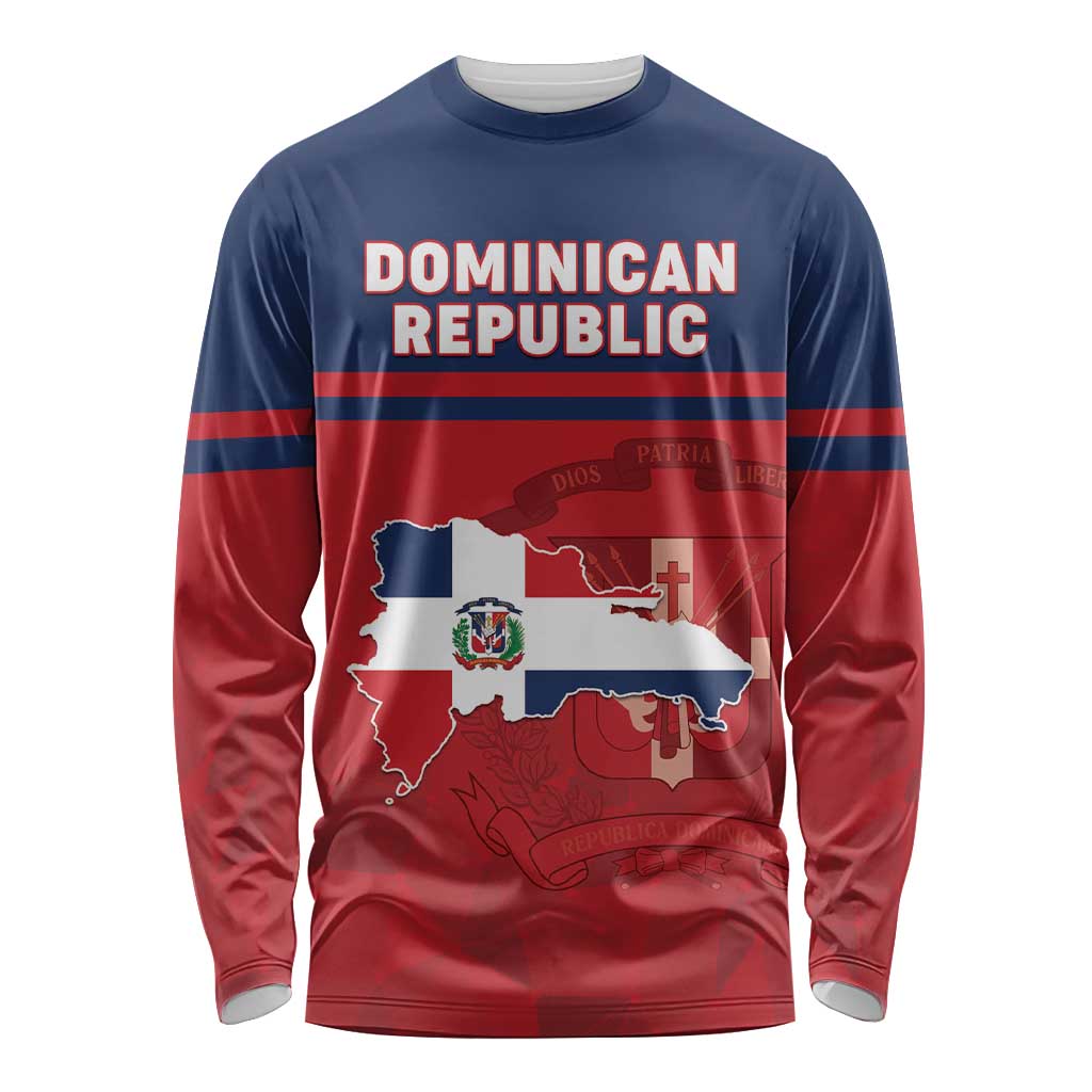 Personalized Dominican Republic Long Sleeve Shirt Dominicana Flag Map