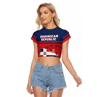 Personalized Dominican Republic Raglan Cropped T Shirt Dominicana Flag Map