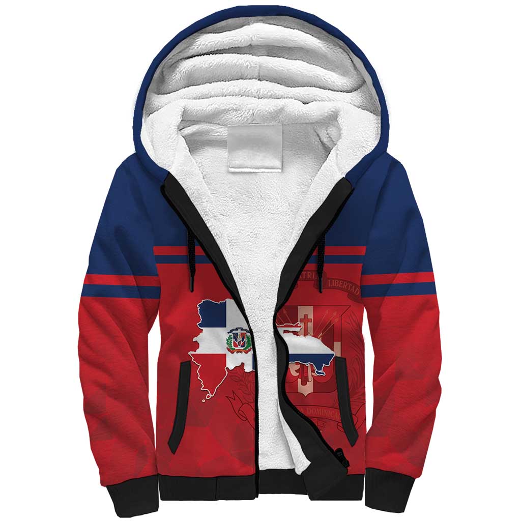 Personalized Dominican Republic Sherpa Hoodie Dominicana Flag Map
