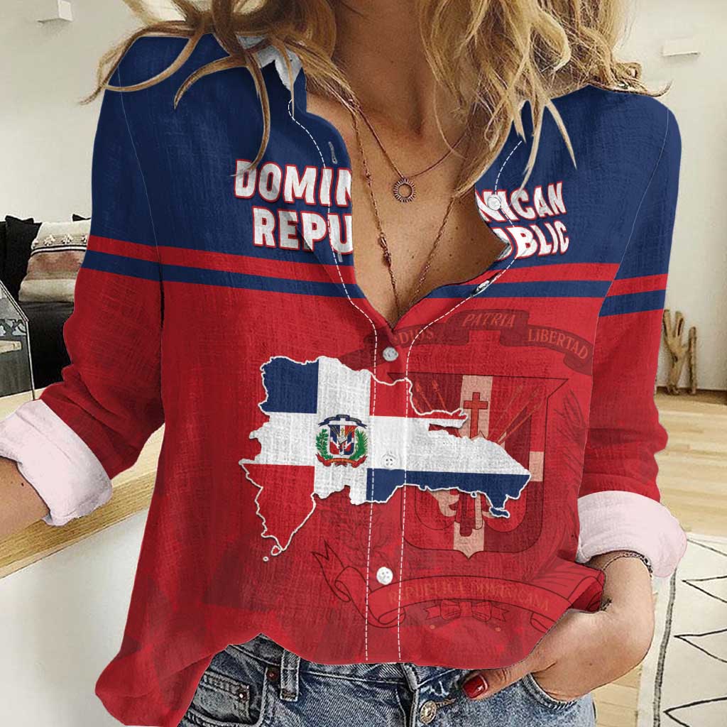Personalized Dominican Republic Women Casual Shirt Dominicana Flag Map