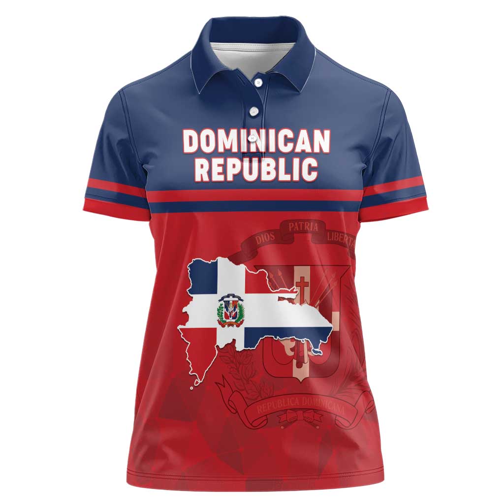 Personalized Dominican Republic Women Polo Shirt Dominicana Flag Map