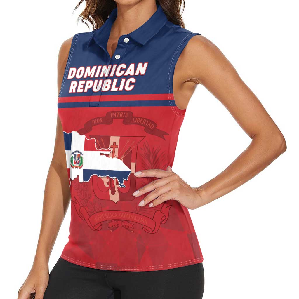 Personalized Dominican Republic Women Sleeveless Polo Shirt Dominicana Flag Map