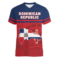 Personalized Dominican Republic Women V-Neck T-Shirt Dominicana Flag Map