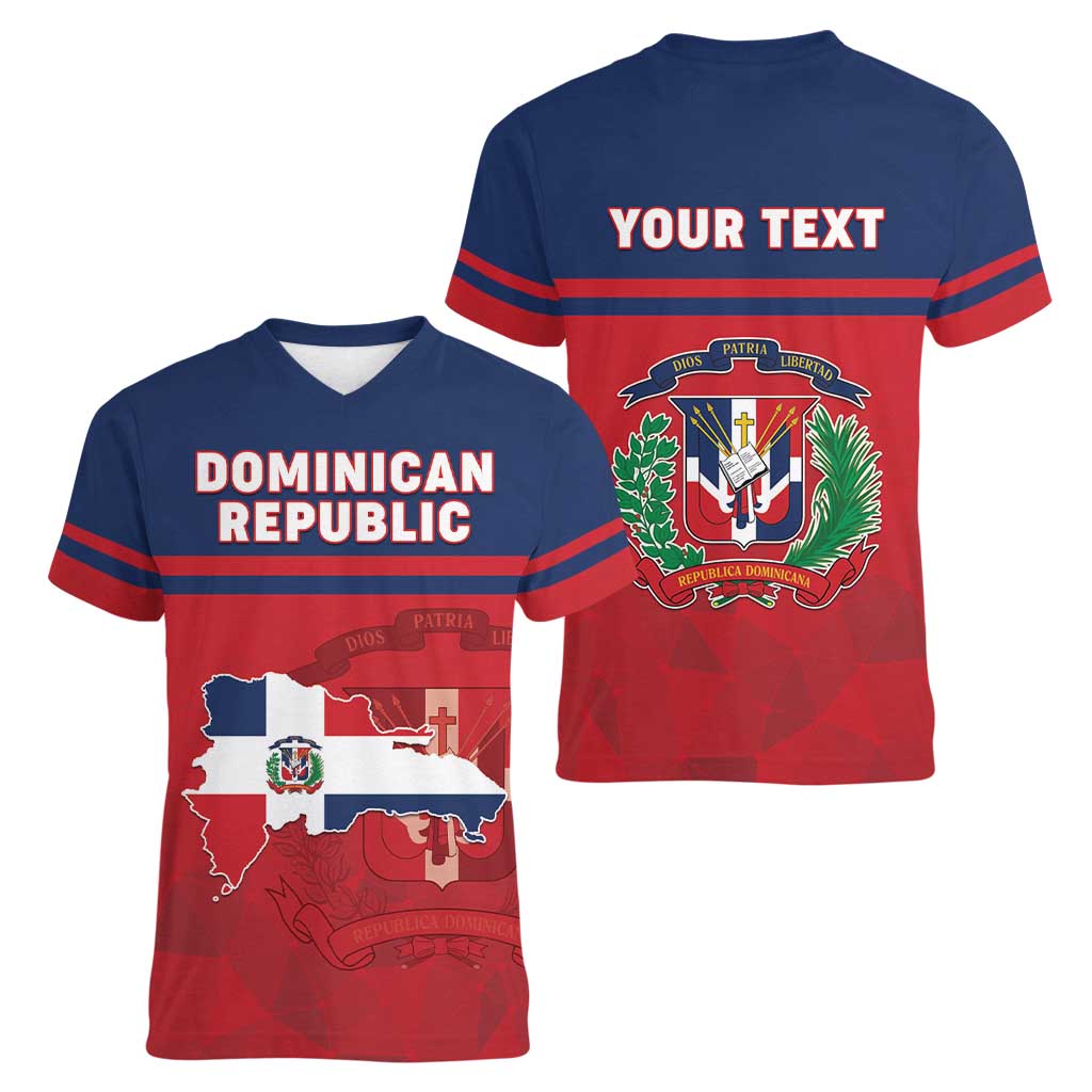 Personalized Dominican Republic Women V-Neck T-Shirt Dominicana Flag Map