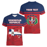 Personalized Dominican Republic Women V-Neck T-Shirt Dominicana Flag Map