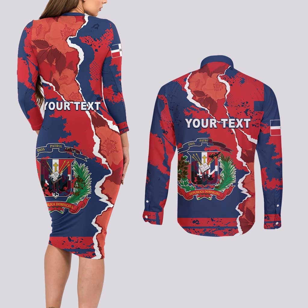 Personalized Dominican Republic Couples Matching Long Sleeve Bodycon Dress and Long Sleeve Button Shirt Bayahibe Rose Unique Style