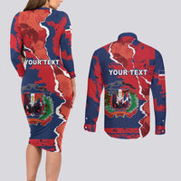 Personalized Dominican Republic Couples Matching Long Sleeve Bodycon Dress and Long Sleeve Button Shirt Bayahibe Rose Unique Style