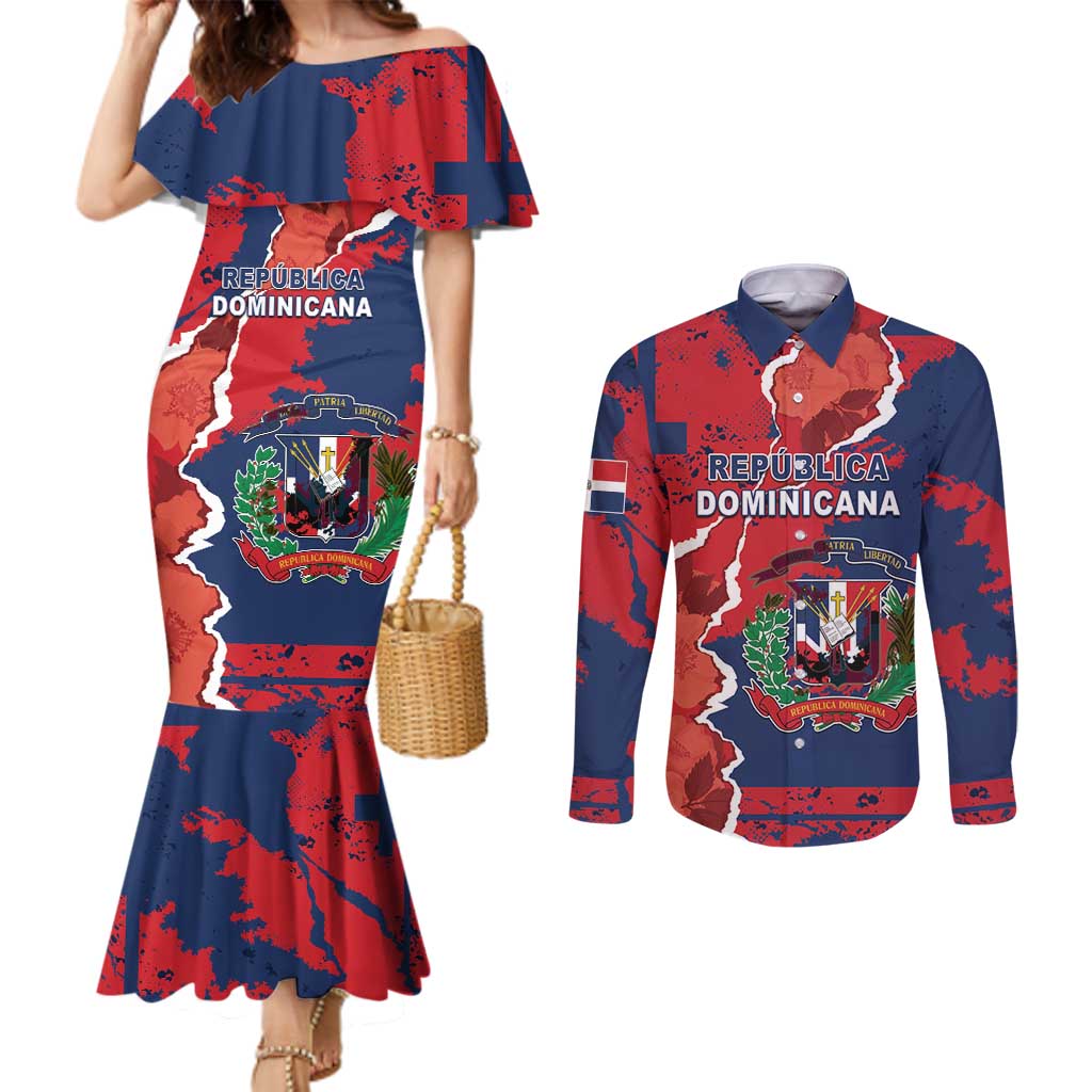 Personalized Dominican Republic Couples Matching Mermaid Dress and Long Sleeve Button Shirt Bayahibe Rose Unique Style