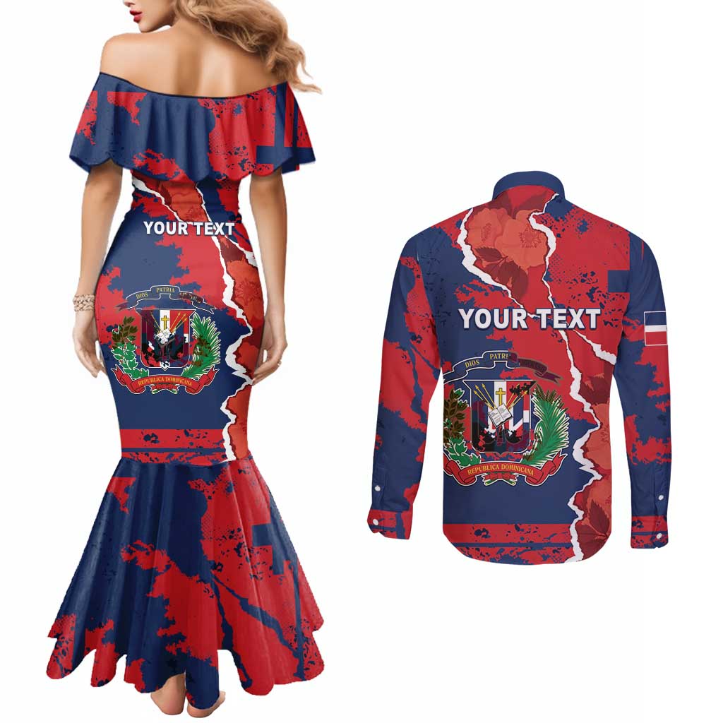 Personalized Dominican Republic Couples Matching Mermaid Dress and Long Sleeve Button Shirt Bayahibe Rose Unique Style