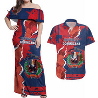Personalized Dominican Republic Couples Matching Off Shoulder Maxi Dress and Hawaiian Shirt Bayahibe Rose Unique Style