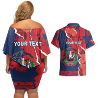 Personalized Dominican Republic Couples Matching Off Shoulder Short Dress and Hawaiian Shirt Bayahibe Rose Unique Style
