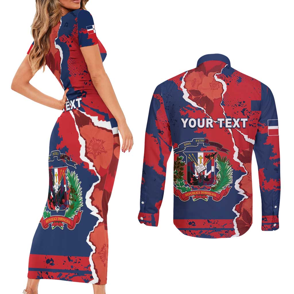 Personalized Dominican Republic Couples Matching Short Sleeve Bodycon Dress and Long Sleeve Button Shirt Bayahibe Rose Unique Style