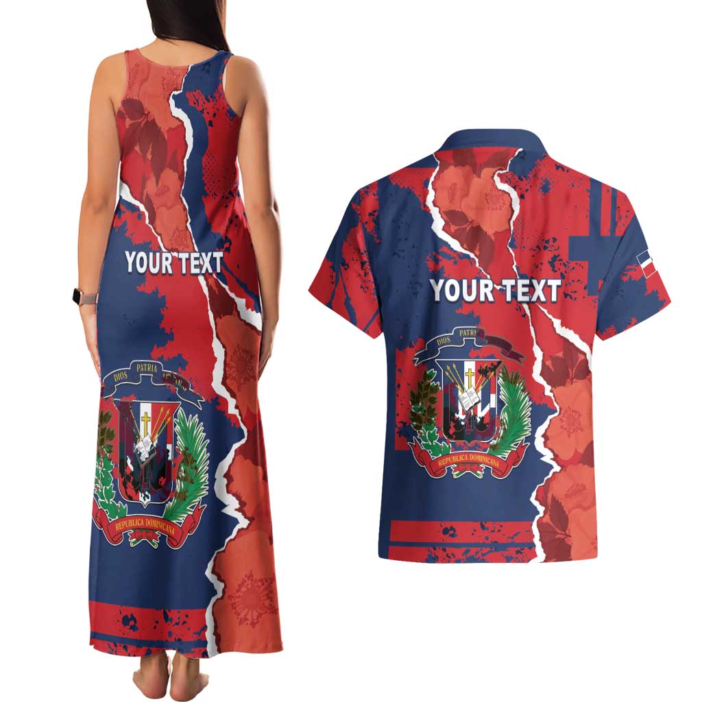Personalized Dominican Republic Couples Matching Tank Maxi Dress and Hawaiian Shirt Bayahibe Rose Unique Style