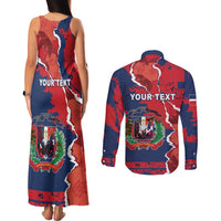 Personalized Dominican Republic Couples Matching Tank Maxi Dress and Long Sleeve Button Shirt Bayahibe Rose Unique Style