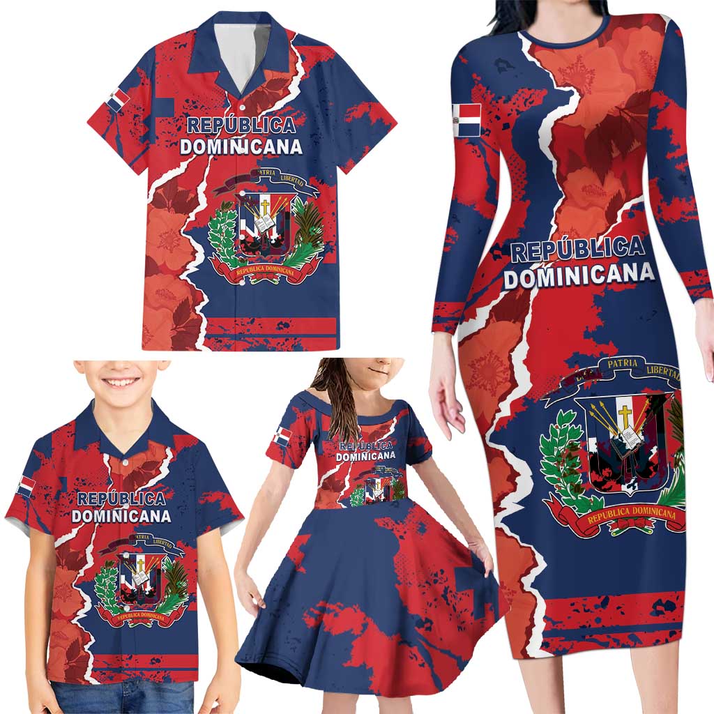 Personalized Dominican Republic Family Matching Long Sleeve Bodycon Dress and Hawaiian Shirt Bayahibe Rose Unique Style