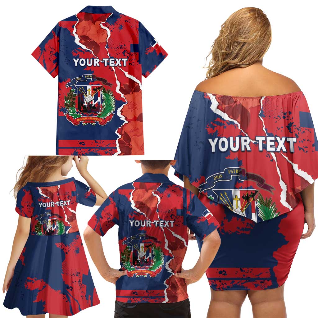Personalized Dominican Republic Family Matching Off Shoulder Short Dress and Hawaiian Shirt Bayahibe Rose Unique Style