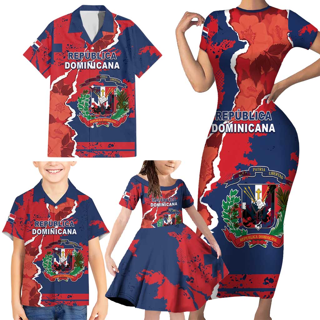 Personalized Dominican Republic Family Matching Short Sleeve Bodycon Dress and Hawaiian Shirt Bayahibe Rose Unique Style
