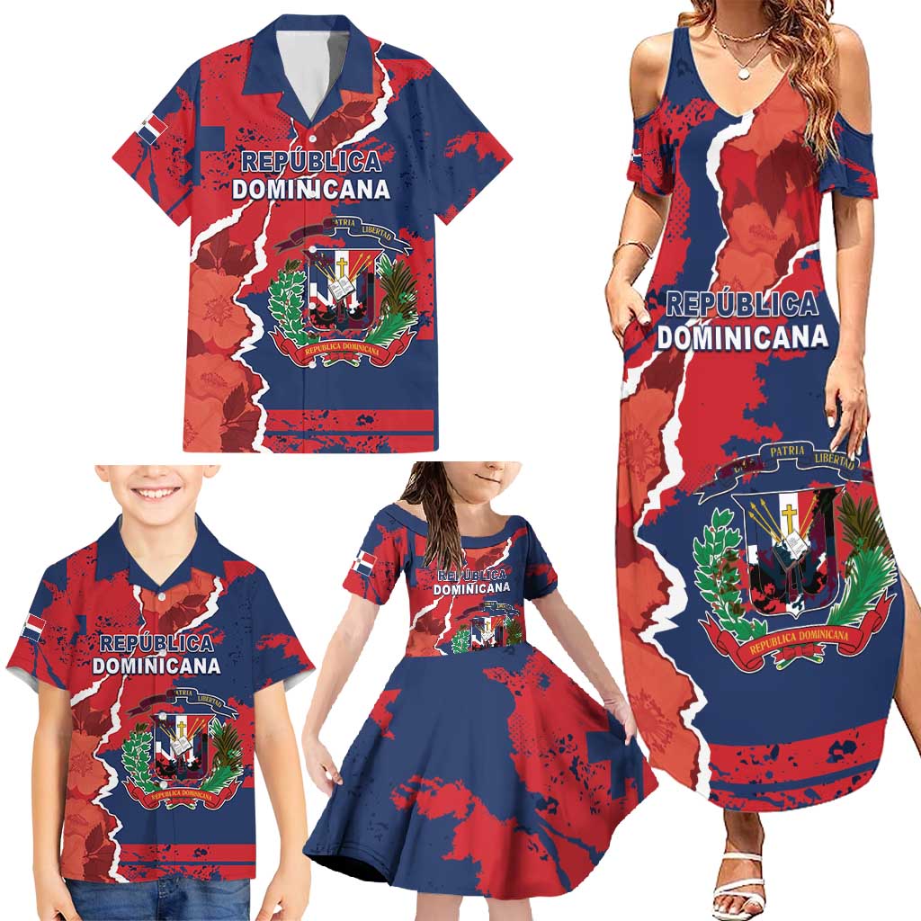 Personalized Dominican Republic Family Matching Summer Maxi Dress and Hawaiian Shirt Bayahibe Rose Unique Style