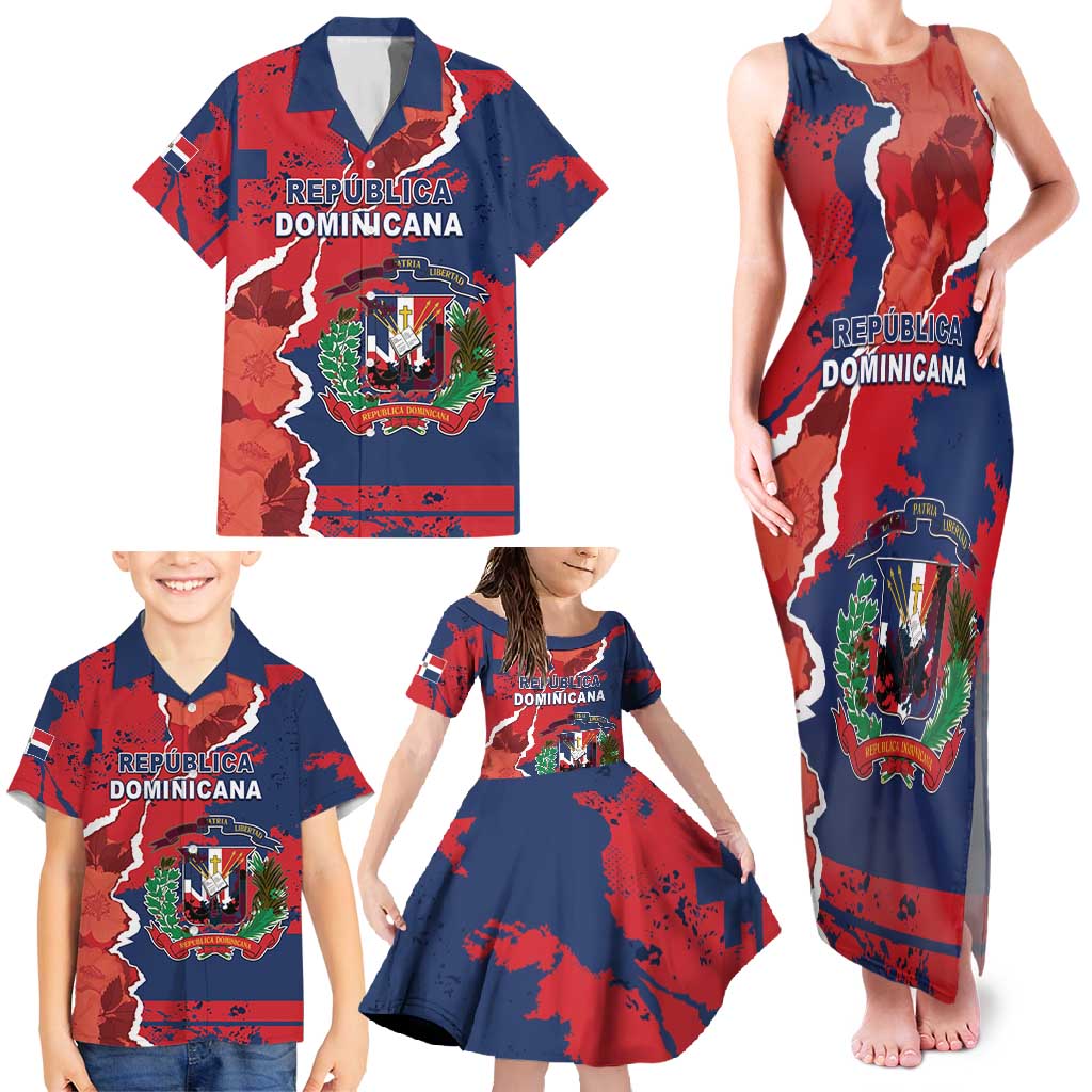 Personalized Dominican Republic Family Matching Tank Maxi Dress and Hawaiian Shirt Bayahibe Rose Unique Style