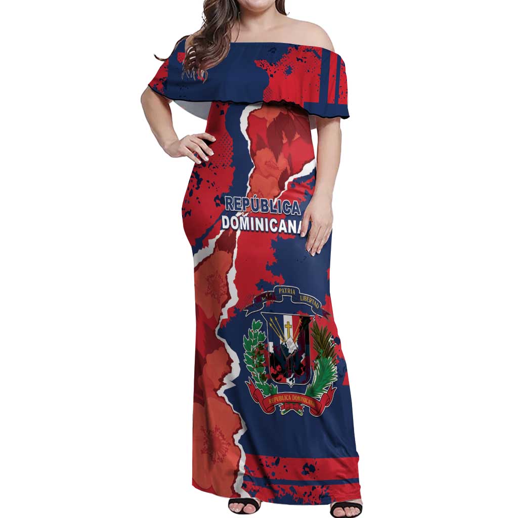 Personalized Dominican Republic Off Shoulder Maxi Dress Bayahibe Rose Unique Style