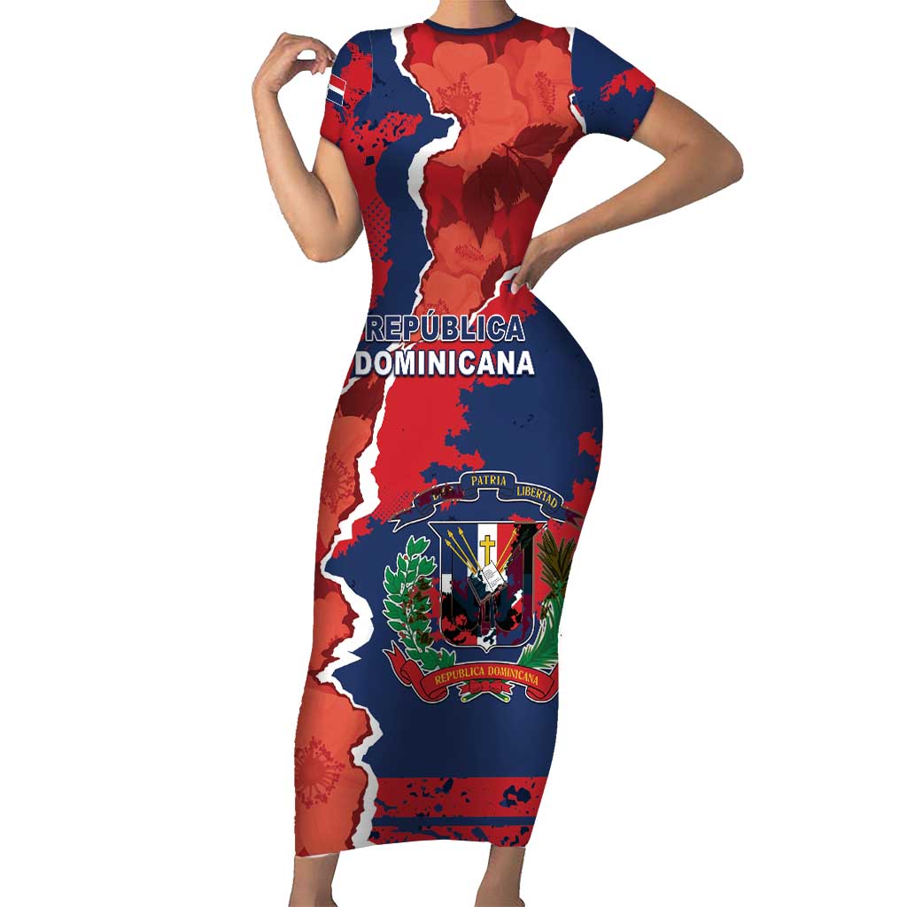 Personalized Dominican Republic Short Sleeve Bodycon Dress Bayahibe Rose Unique Style