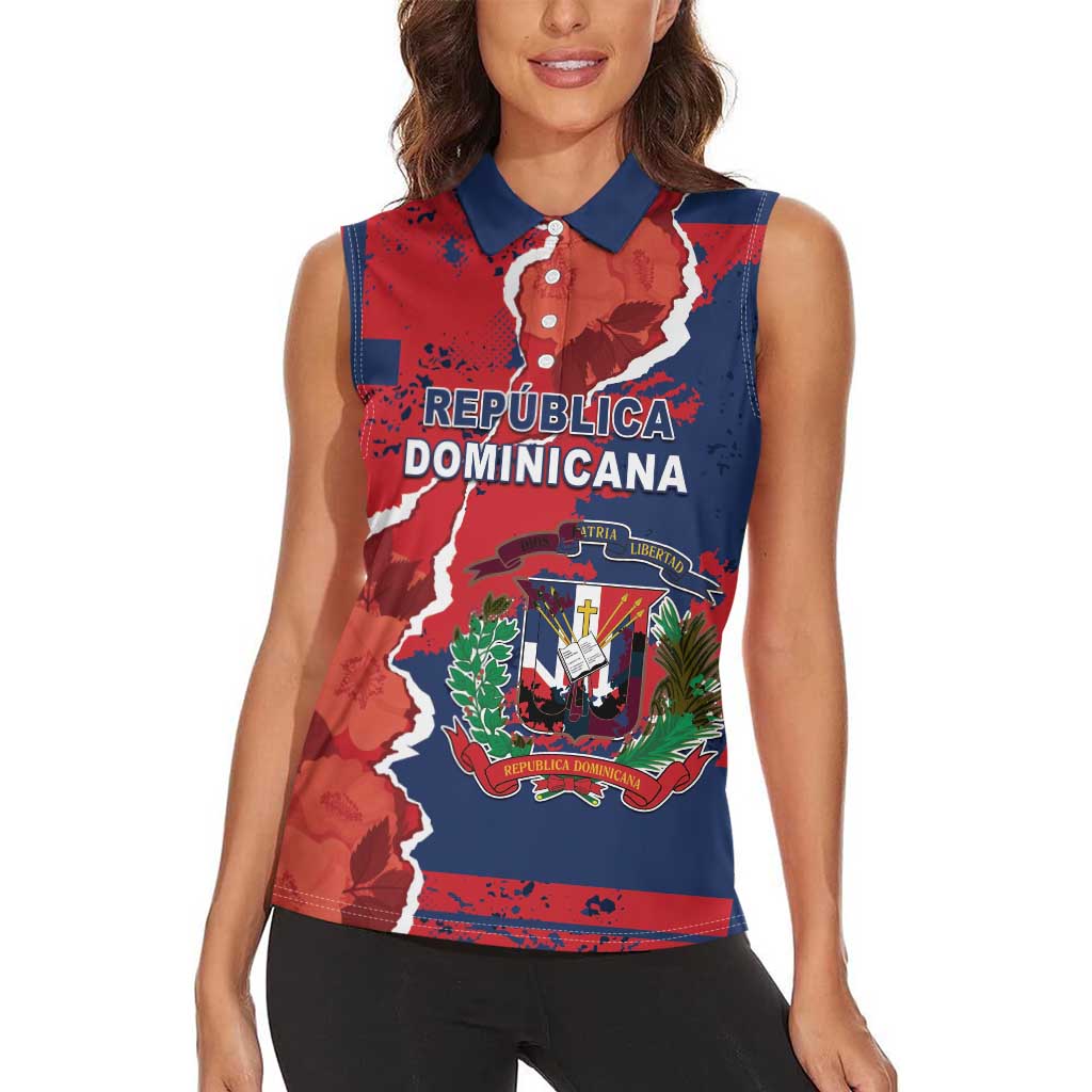 Personalized Dominican Republic Women Sleeveless Polo Shirt Bayahibe Rose Unique Style