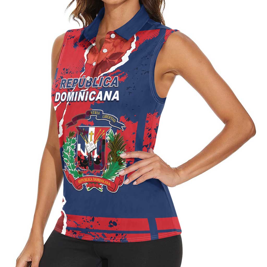 Personalized Dominican Republic Women Sleeveless Polo Shirt Bayahibe Rose Unique Style