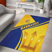 Barbados Gold Trident Area Rug With Coat Of Arms
