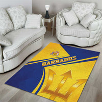 Barbados Gold Trident Area Rug With Coat Of Arms