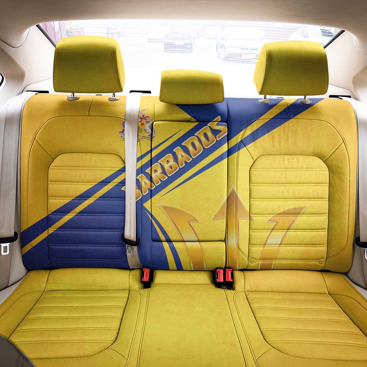 Barbados Gold Trident Back Car Seat Cover With Coat Of Arms