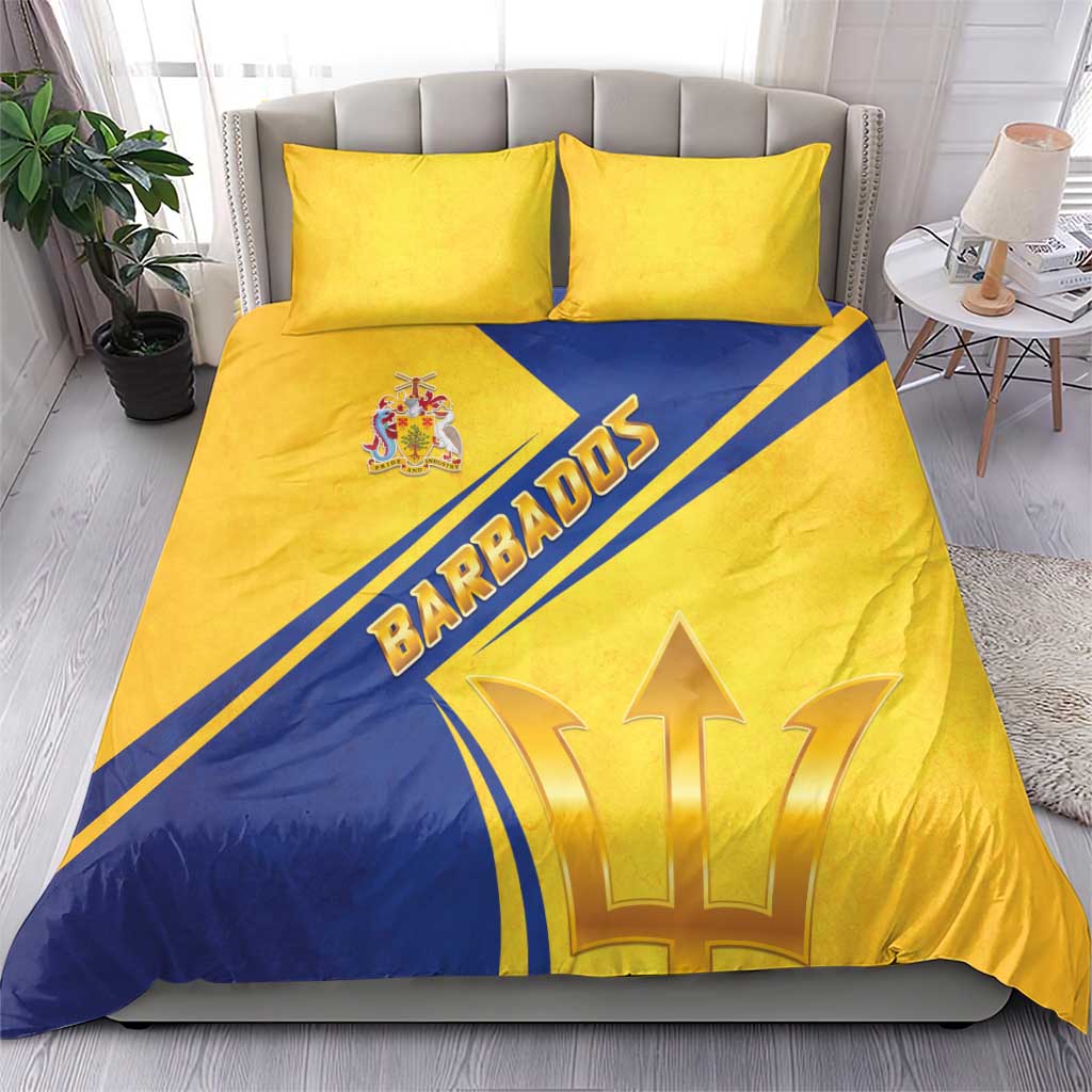 Barbados Gold Trident Bedding Set With Coat Of Arms