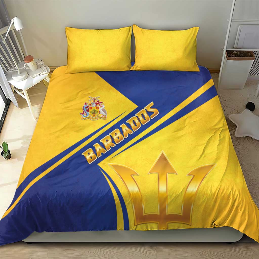 Barbados Gold Trident Bedding Set With Coat Of Arms