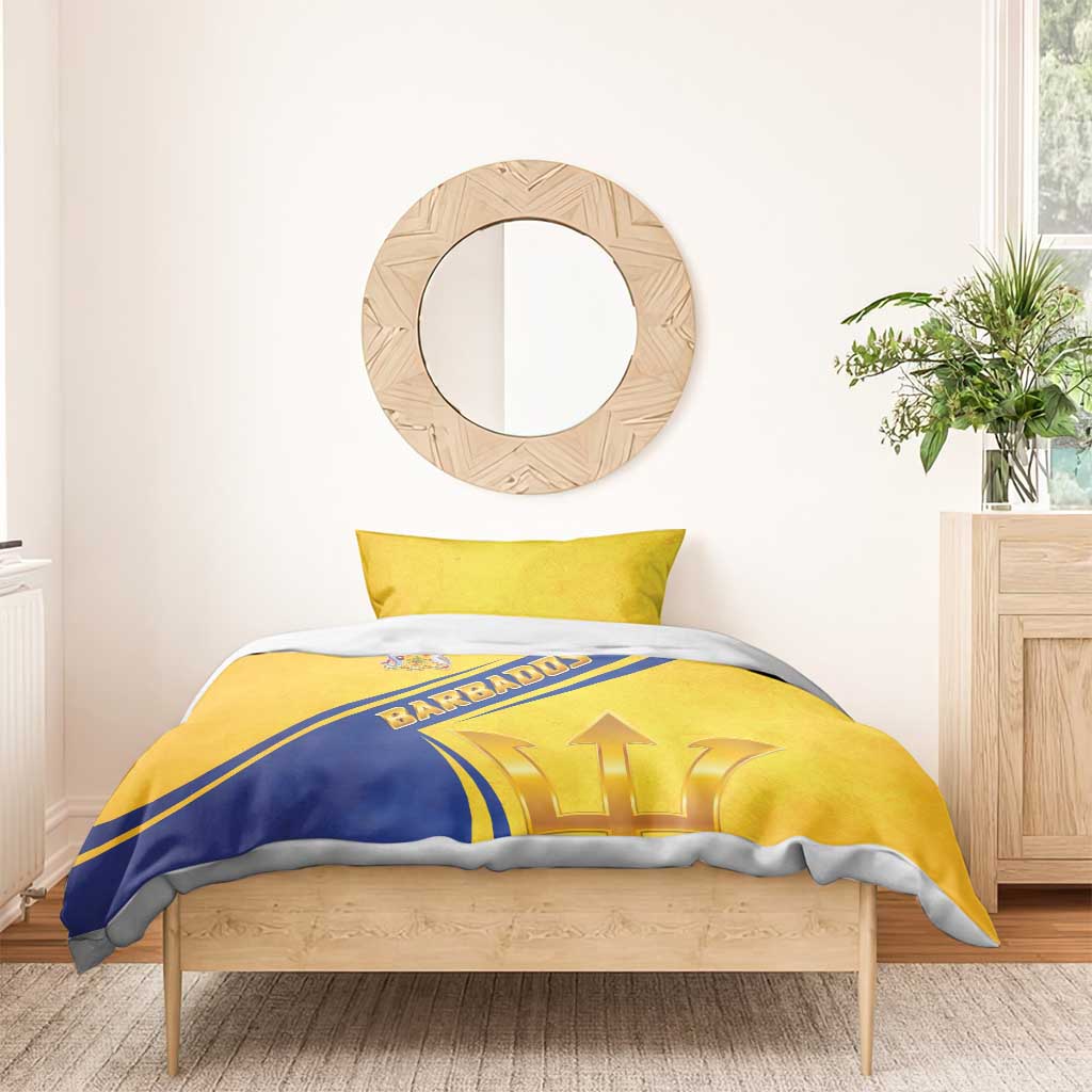 Barbados Gold Trident Bedding Set With Coat Of Arms